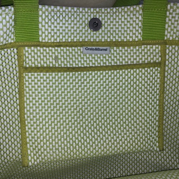 Crate&Barrel Green Tote Shopping Bag Carry All 19 1/2 x 15 1/2 - Picture 9 of 10